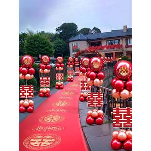 结婚立柱引室路气套球装 外婚门口路引婚庆676 饰农村婚房礼布置装