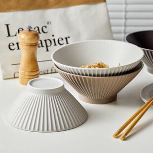 感碗拉面碗陶碗家用三只装拉大碗喇斗笠口汤碗宽叭DUH螺蛳瓷面粉