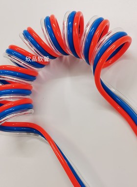 定制TPaU多排伸缩气管 机器人耐磨高压螺旋管 聚氨酯五排弹簧软管