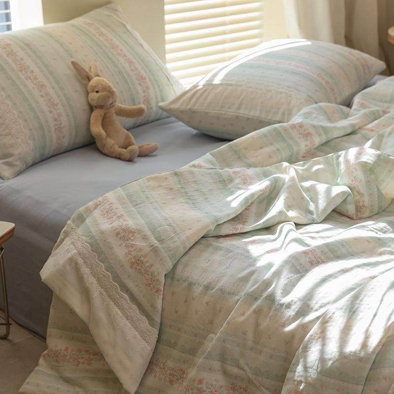 夏202款5新A类法A类法式边式全棉双层纱花大豆被被子被芯,床上用品,学生床品套件,淘宝优惠券,粉丝福利购,淘宝优惠卷