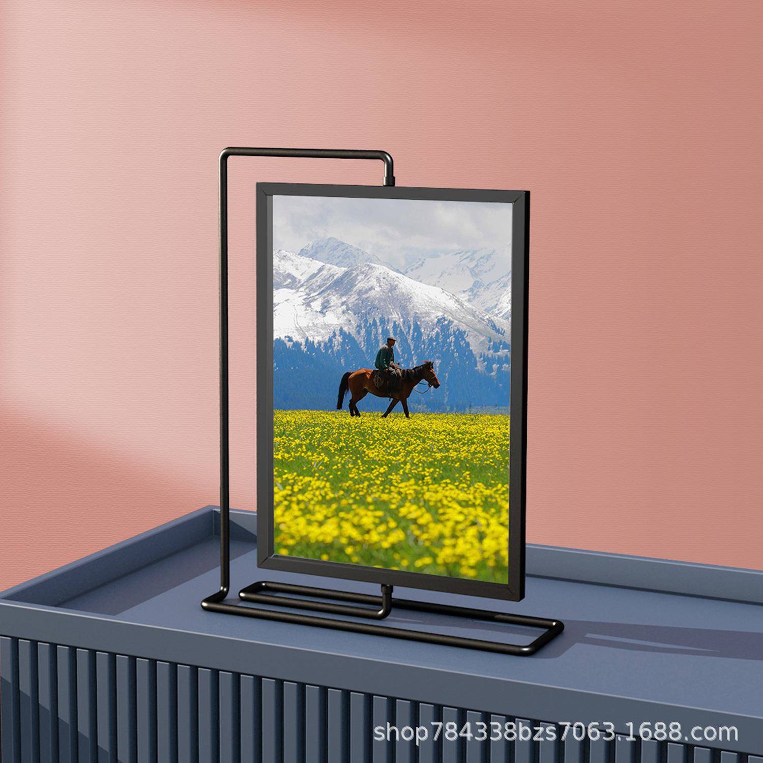 AL735311属双面展示风照台片相框桌面简约两面旋转创意相金片摆内