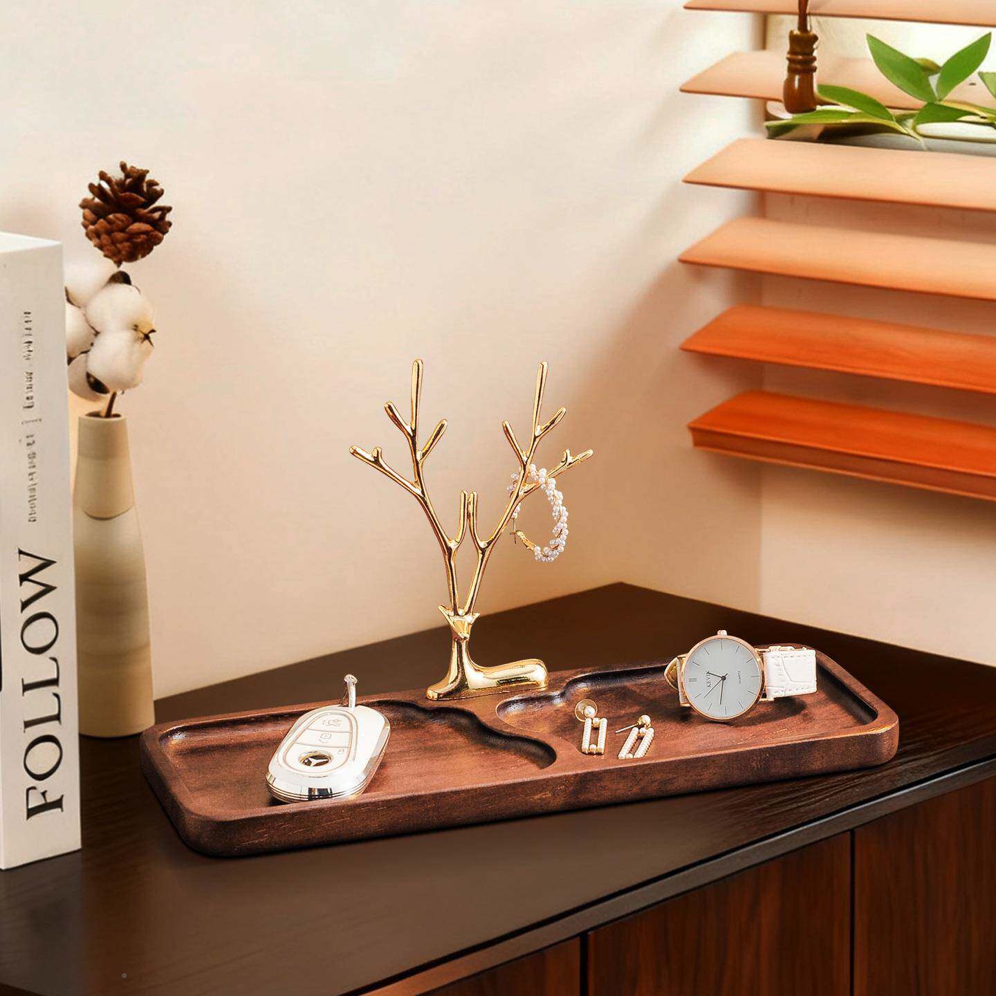 中古胡风面桃木实木入LOP户进门玄关钥匙托盘桌收纳盒置摆件鞋柜