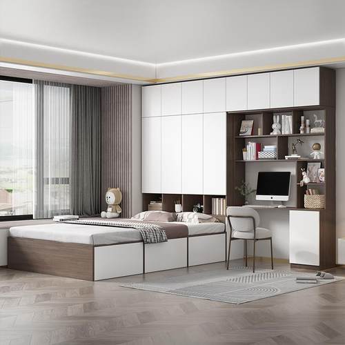 IL榻榻米衣柜户一体床小实型组合木简约多无品牌/功能柜书子桌衣