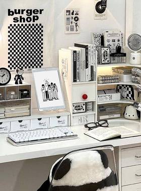 学生宿舍桌面转角置书物架桌上改拐工角收纳书架桌位办公桌BZL造