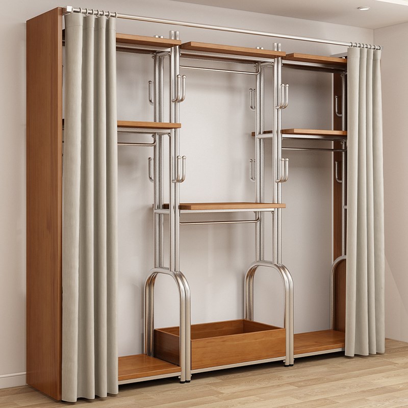 金属衣柜全实木新款2025爆款卧室家用铁艺钢架结T构转角定制衣帽
