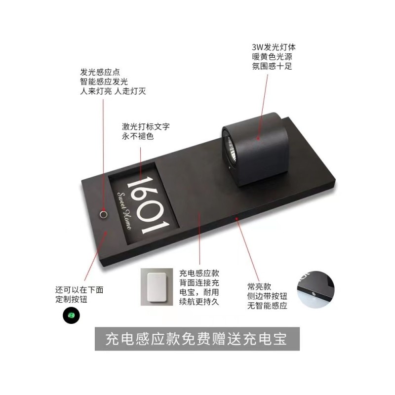 门牌定制智能感应发光数字家用号牌酒店房间号码牌简约轻奢