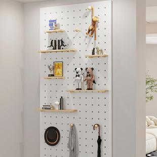 定作洞洞板挂置物实木板装饰入户FEP口玄关隔板配架件置物门板收