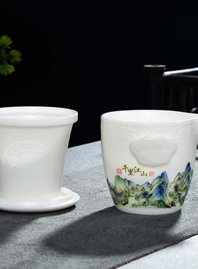 档羊脂玉功夫茶便行携高式旅装一58807具壶两杯千里江山快客杯送