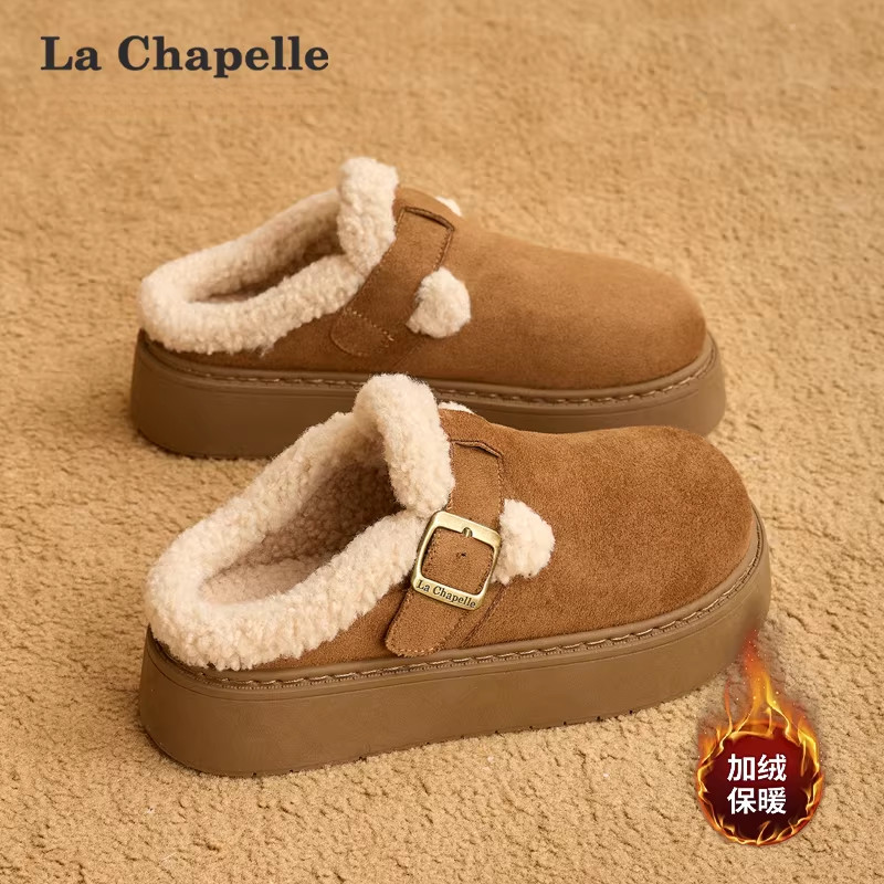 拉夏贝尔加绒半拖勃肯鞋女2026冬季新款保暖外穿懒人一脚蹬毛毛鞋,女鞋,棉鞋,淘宝优惠券,粉丝福利购,淘宝优惠卷