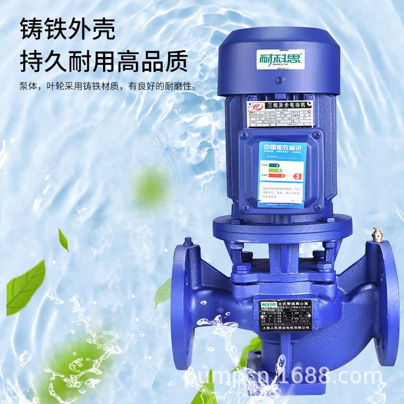 耐科思IRG立式管道离心泵380V铸铁工业用暖气热水循环增压水泵