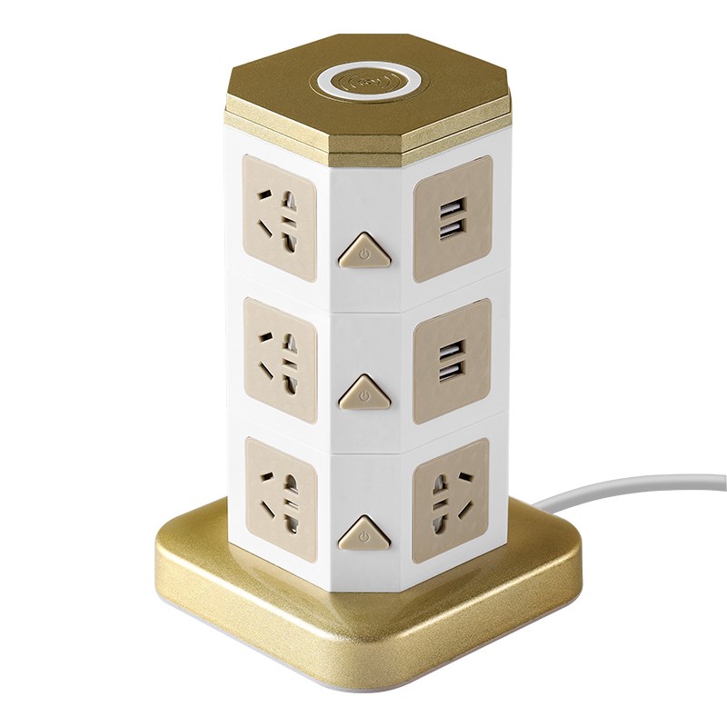 无线充电插排智能插座面板多孔电脑插板带P线塔形立式接插线