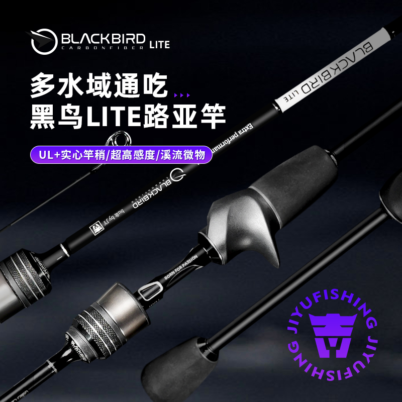 黑鸟LITE路亚竿枪直柄UL调溪流微物实心竿稍碳素TZ导环