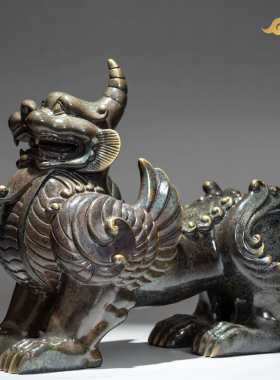 纯铜獬豸摆件正义神兽法律文创礼品律所律师办公室公司开业礼品