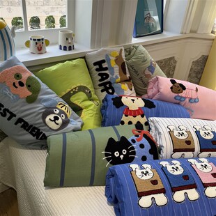 ins风少女心可爱萌宠大聚会夏凉被单双人L被芯空调被薄被子四件套