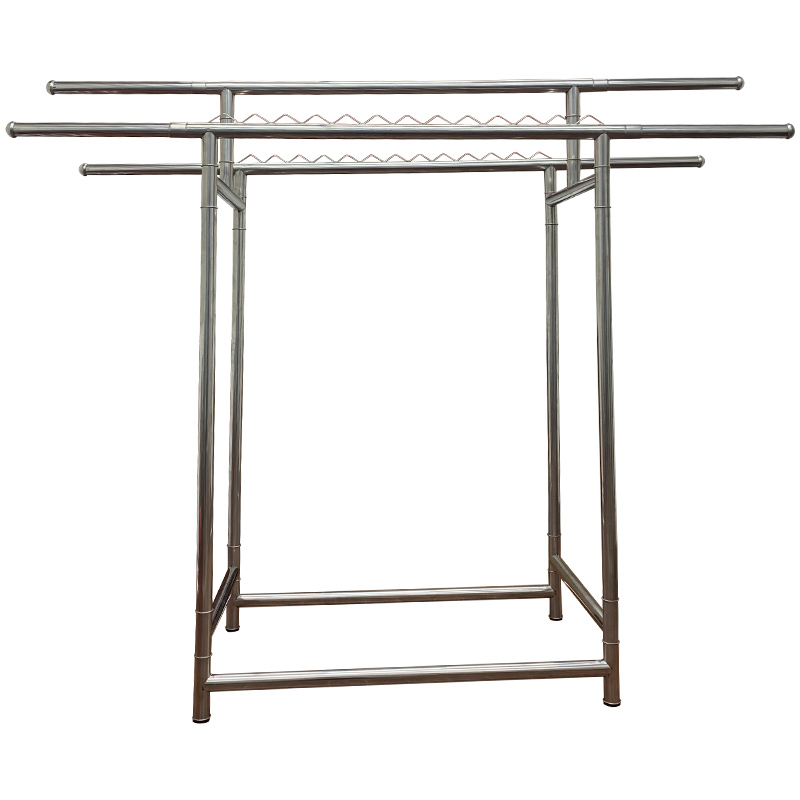 第五代管口卷边不锈钢落地晾衣架阳台晾晒架可折叠可伸缩晒衣架38