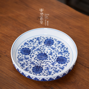 青花瓷壶承陶瓷干泡m盘茶壶养壶垫小号茶台茶承壶托茶承餐具茶点