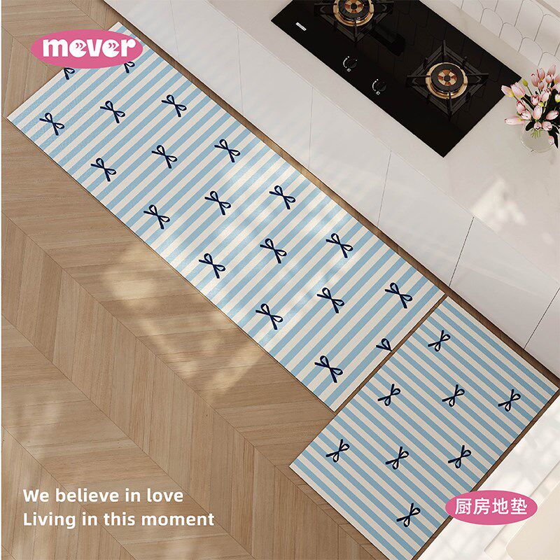 韩式蝴蝶结厨房专用地垫硅藻泥吸水吸油浴室防滑垫子高级感可定制,居家布艺,厨房地垫,淘宝优惠券,粉丝福利购,淘宝优惠卷