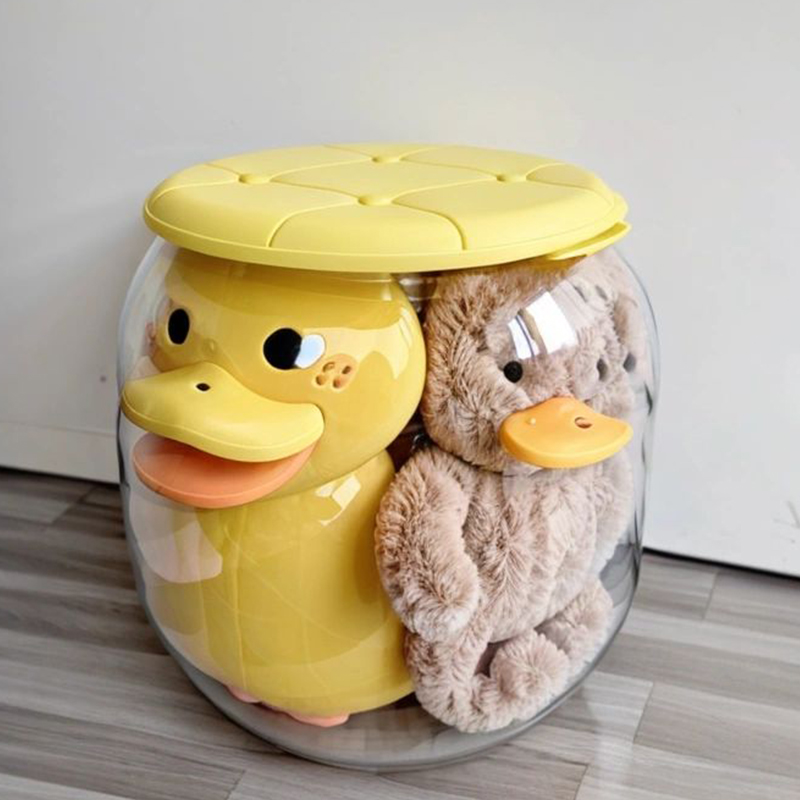 收纳凳子储物凳可坐宝宝玩偶公仔毛绒娃娃桶儿童玩具收纳箱透明
