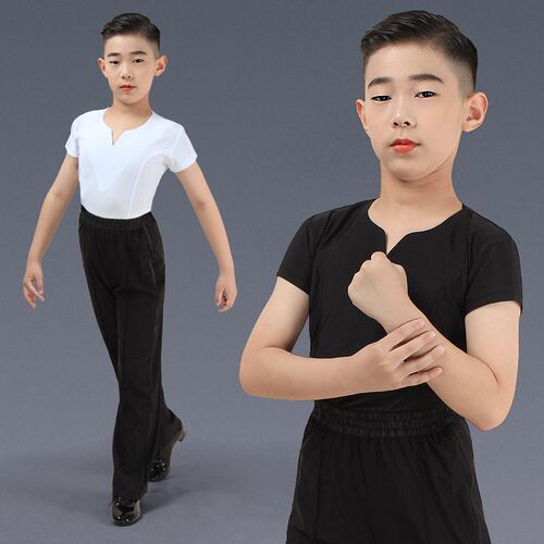 少儿男拉丁舞服儿童男童男孩男生长袖练功训练服舞蹈服装套装