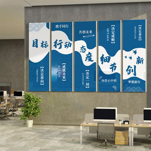 办公室墙面装饰贴画企业氛围布置销售公司K励志标语背景文化高级