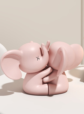 大象抱抱摆件一对客厅酒柜装饰品结婚礼物送新人情侣女孩房间桌面
