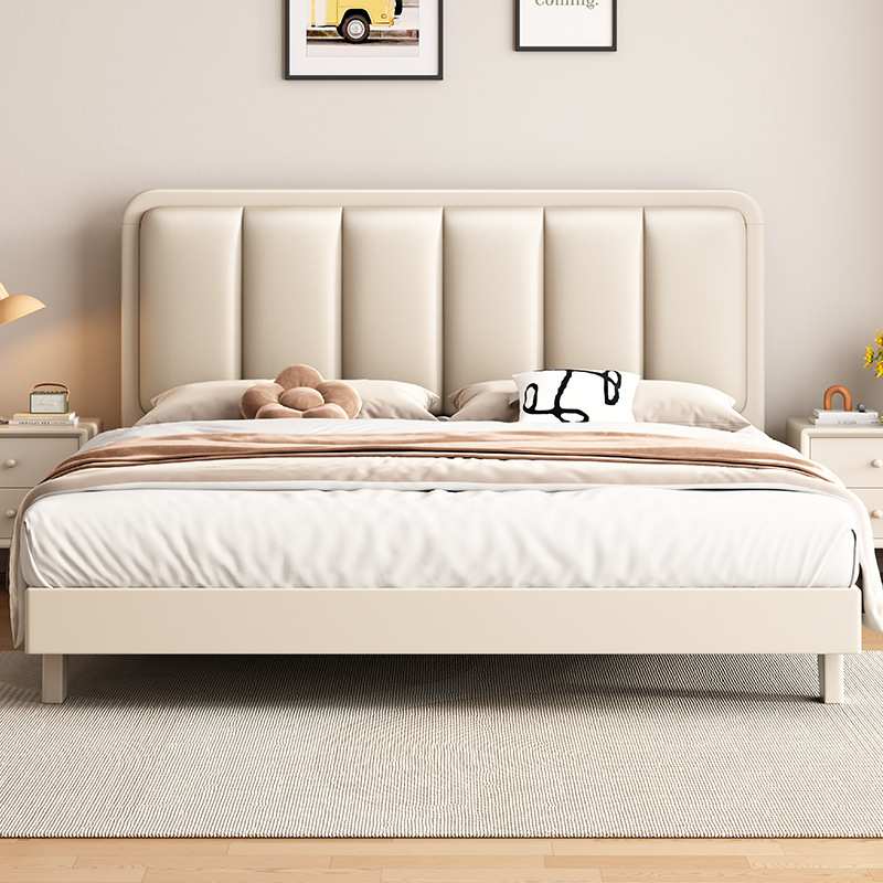 北欧白色奶油风静音床现代简约实木床1.5米1.8主卧大床床室经济型