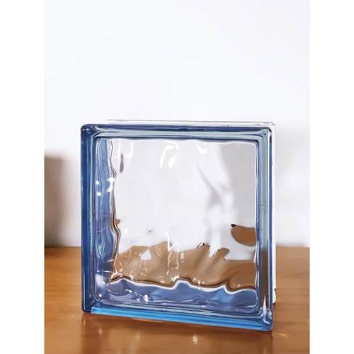 印尼进口边色蓝色半透明方形半透明云纹中空玻璃砖隔断墙水晶砖