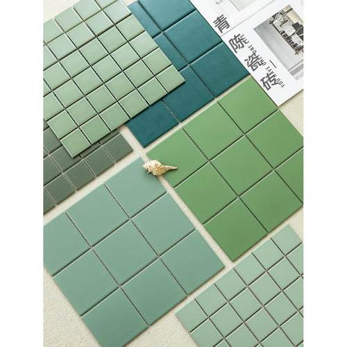 浅绿色马赛克哑光全瓷卫生间浴室背景墙餐厅厨房咖啡室外室内墙砖