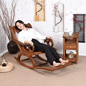 红木家具鸡翅木摇椅躺椅中式 实木休闲椅午睡椅老人椅沙发椅乘凉椅