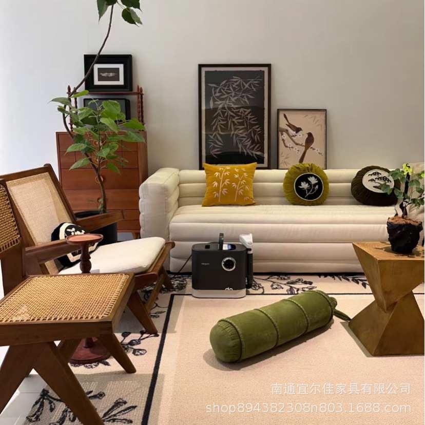 意式极简颗粒绒布艺沙发简约现代轻奢直排三人客厅小户型转角组合