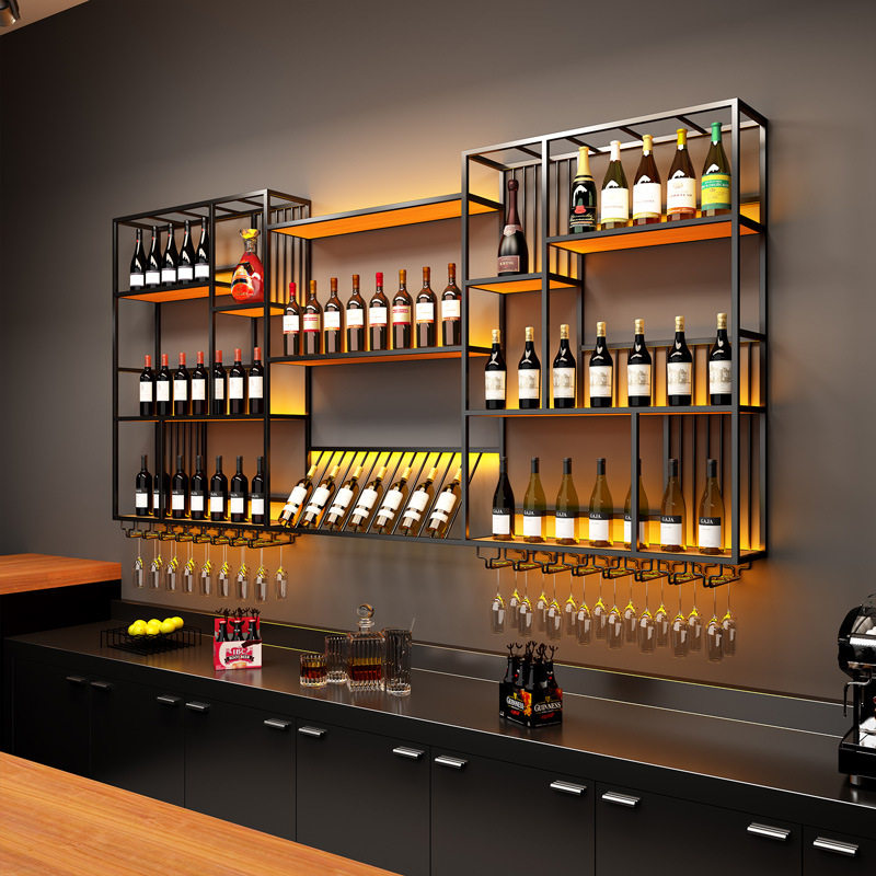 现代简约壁挂式红酒架餐厅吧台墙上多层摆酒倒挂高脚杯一体置物架,商业/办公家具,红酒架/柜,淘宝优惠券,粉丝福利购,淘宝优惠卷