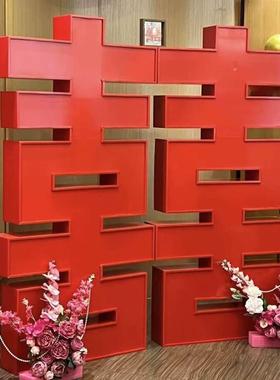 卡扣喜字立体大喜字双面卡扣囍字kt板订婚布置拍照双面立体喜字板