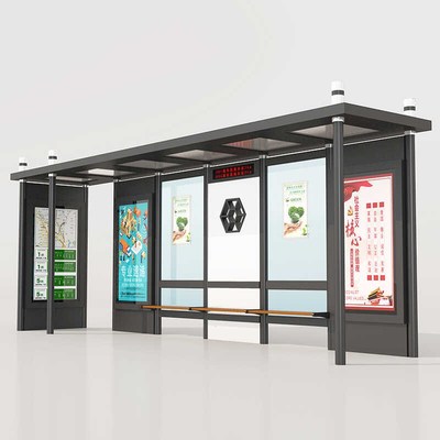 智能公交站台候车亭定制不锈钢仿古灯箱广告牌巴士停靠站生产厂家