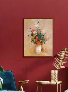 红胡桃木框免打孔电表箱装饰画配电箱画单层轻薄款高端电表盒挂画