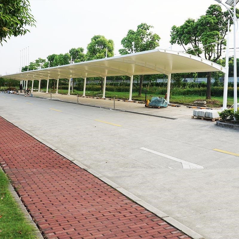 膜结构车棚户外遮阳停车棚钢结构工程7字型膜结构车篷汽车雨棚