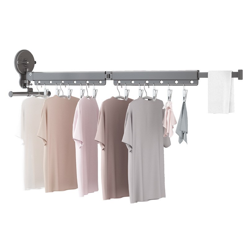 护栏衣架吸盘式免打孔折叠晾衣架室内阳台挂壁墙上玻璃窗晾衣架子