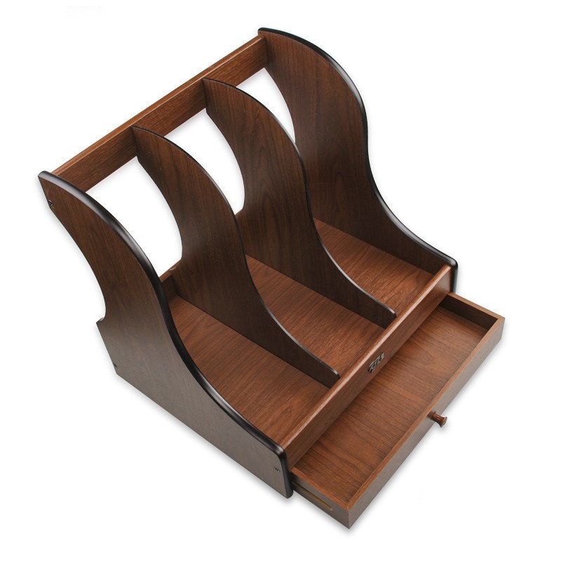 木制文件架桌面收纳架木质文件栏办公组装a4资料架三档框