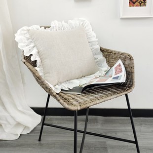 靠垫套子不含芯 沙发靠垫套床头套罩软包靠垫40x40cm宫廷亚麻抱枕