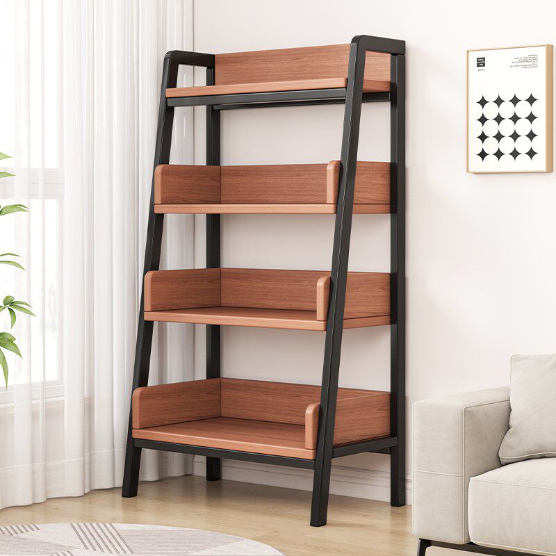 书架落地置物架客厅收纳储物柜一体靠墙桌面旁架子可移动铁艺书柜