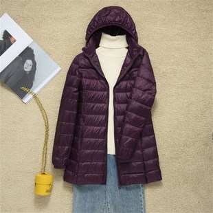 2021新款加肥加大码轻薄羽绒服女中长款妈妈脱卸帽轻便200斤胖mm