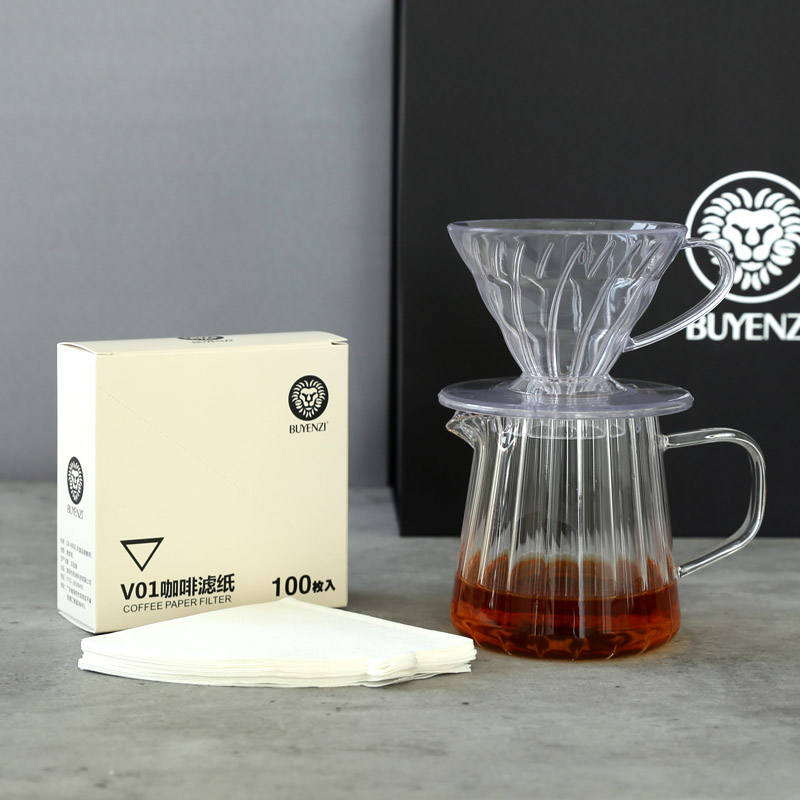 日式手冲塑料滤杯V60型冲杯02大号滤杯套装加厚滴滤过滤咖啡1-4人