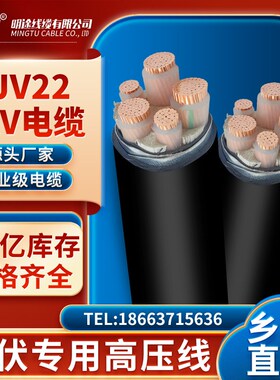 国标铜芯高压电缆YJV22单芯3*50 70 95 F120 150 240平方1.8/3KV