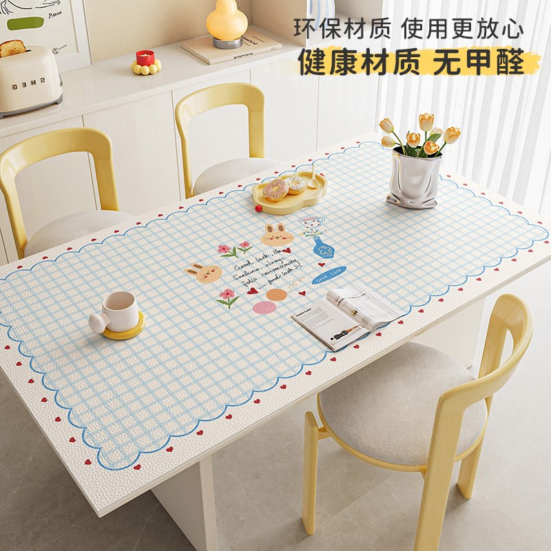餐桌垫防水防油防烫隔热免洗桌布客厅长方形茶几垫高级感桌面垫子