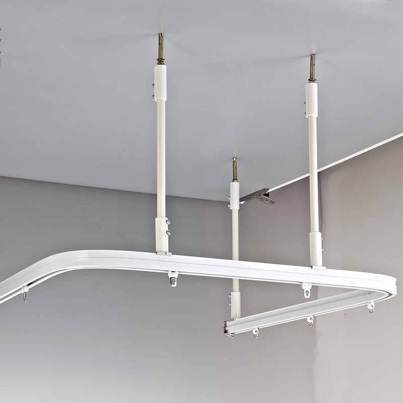 可弯曲窗帘杆轨道静音飘窗U型BL型转角侧装顶装超强承重轨道