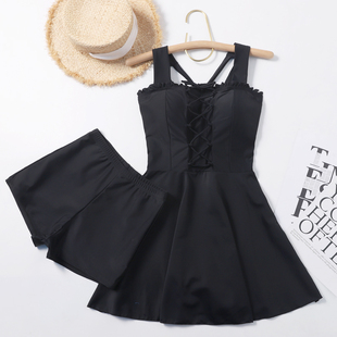 温泉泳装 E钢托聚拢遮肚显瘦保守大码 大胸大罩杯D 泳衣女分体裙式