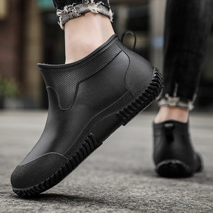 中高帮厨师鞋水鞋雨鞋靴子男防滑防E水防油后厨房长筒劳保工作防