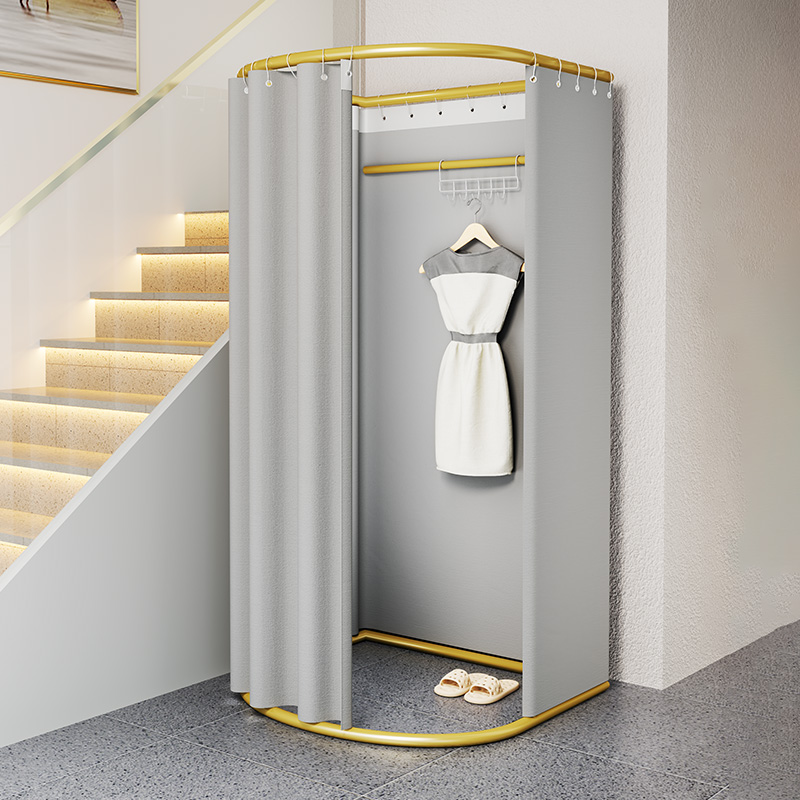 可移动试衣间轨道门帘服装店架子落地简易地摊更衣室展示架换衣间