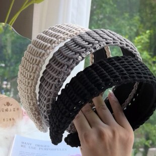 手织高颅顶极简发箍日常t通勤外出头箍超仙气质小众设计压发发饰