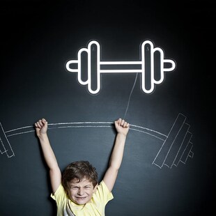 健身房举重足球羽毛球瑜伽w造型装饰灯Led霓虹发光灯牌字定制