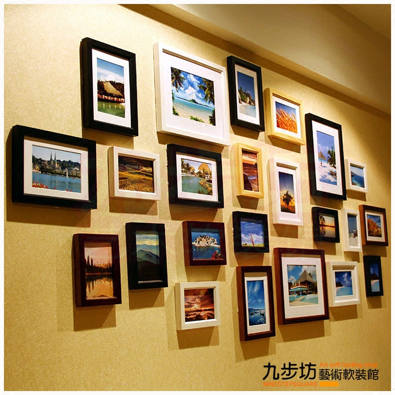 木框实木相框组合相片7画框12镜框10寸像框沙发长方形简约照片墙